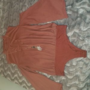 Rust color cold shoulder bodysuit